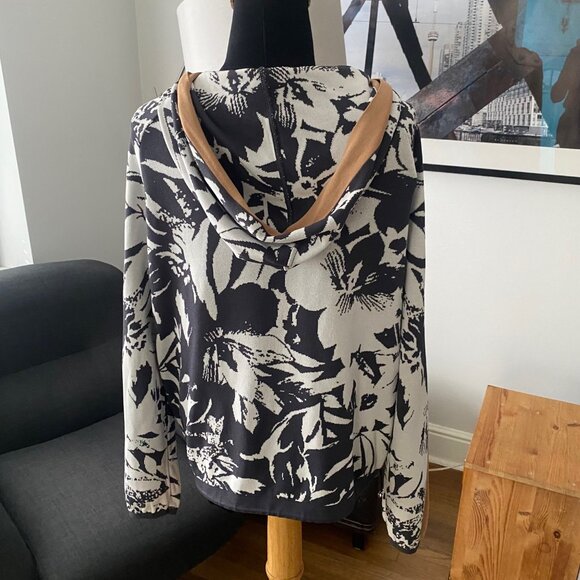 Monari Floral Print Zip Up Hooded Cardigan, Grey Multi sz38 (fits like L… - Picture 6 of 10